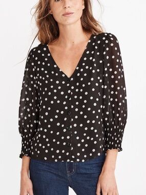 Madewell Smocked-Cuff Button-Front Shirt